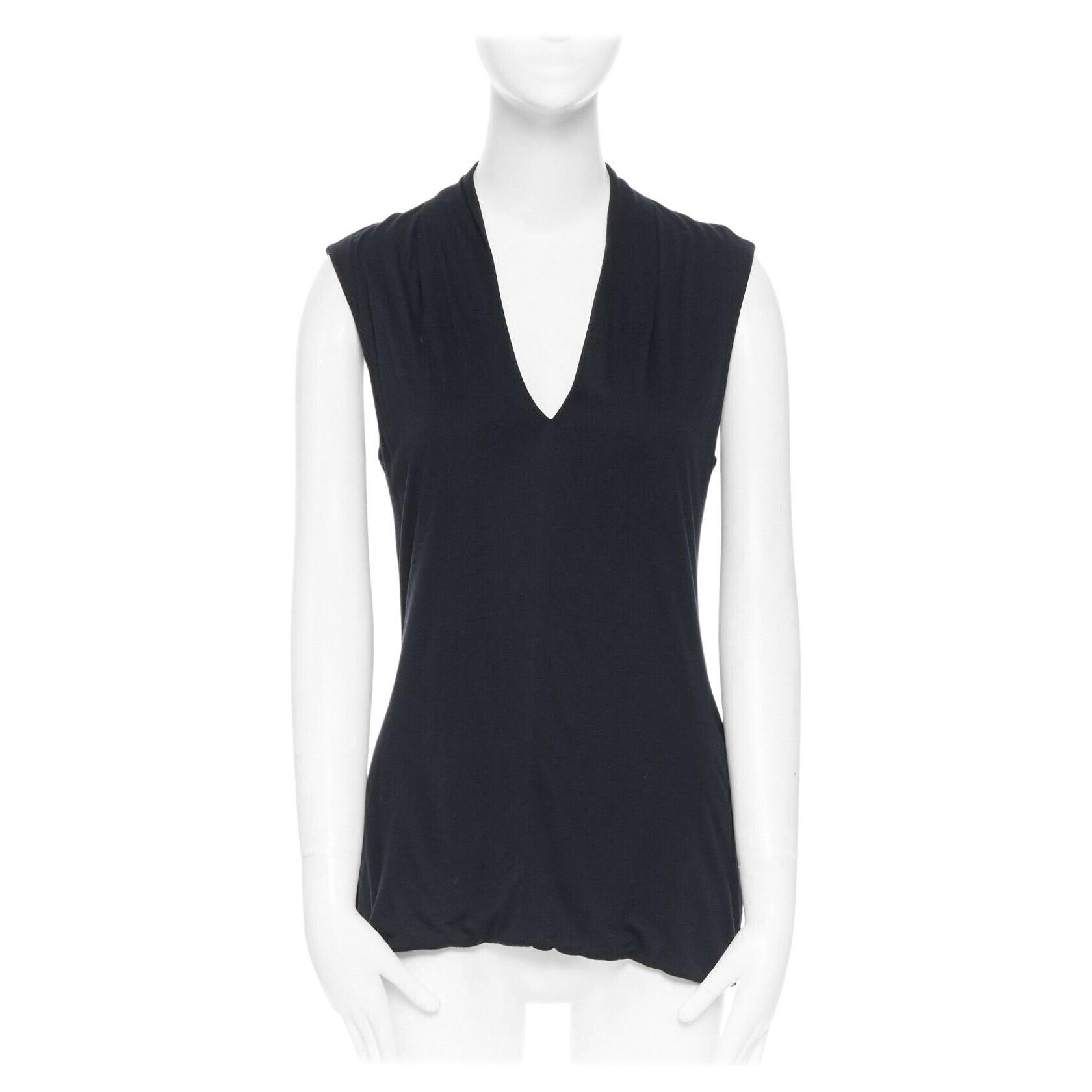 THE ROW black V-neck fold drape elongated vest tank top shirt S