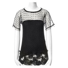 Valentino Couture top in pizzo a rete nero impreziosito da perline IT40 US4 UK8 S