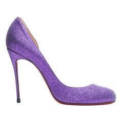 CHRISTIAN LOUBOUTIN Helmour purple glitter round toe dorsay high heel  EU37.5