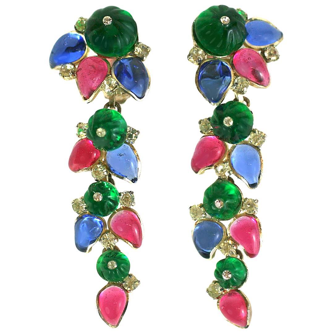 Chanel Maison Gripoix Long Tutti Frutti Earrings