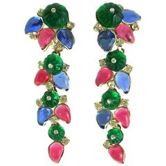 Vintage Chanel Maison Gripoix Long Tutti Frutti Earrings