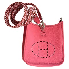 Hermès Rose Azalee Rose Mini Evelyne 16 TPM Sac Amazone Strap