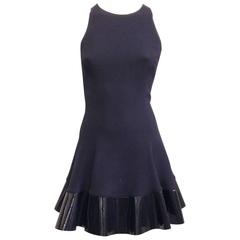 Cushnie et Ochs Navy Crepe Dress with Patent Hem