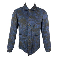 BURBERRY PRORSUM Fall 2015 Size 36 Blue & Navy Camo Cotton Trucker Jacket
