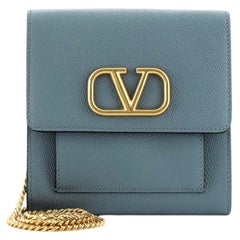 Valentino VLogo Front Pocket Chain Crossbody Bag Leather Mini