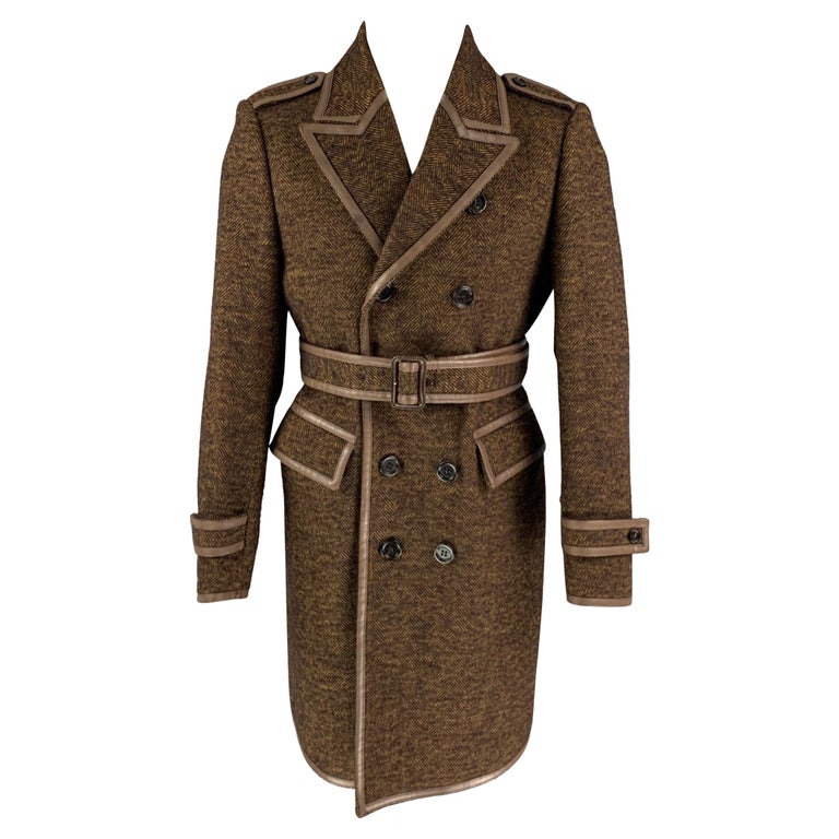 BURBERRY PRORSUM Fall 2011 Size 40 Brown Textured Virgin Wool / Alpaca Coat  at 1stDibs