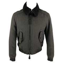 BURBERRY PRORSUM Fall 2012 Size 38 Slate Grey Wool / Mohair Shearling Zip Jacket