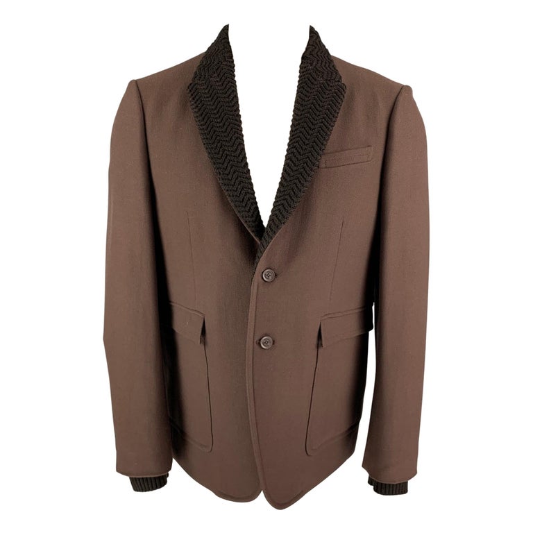 BURBERRY PRORSUM by Christopher Bailey Size 40 Brown Zig Zag Collar Jacket  For Sale at 1stDibs