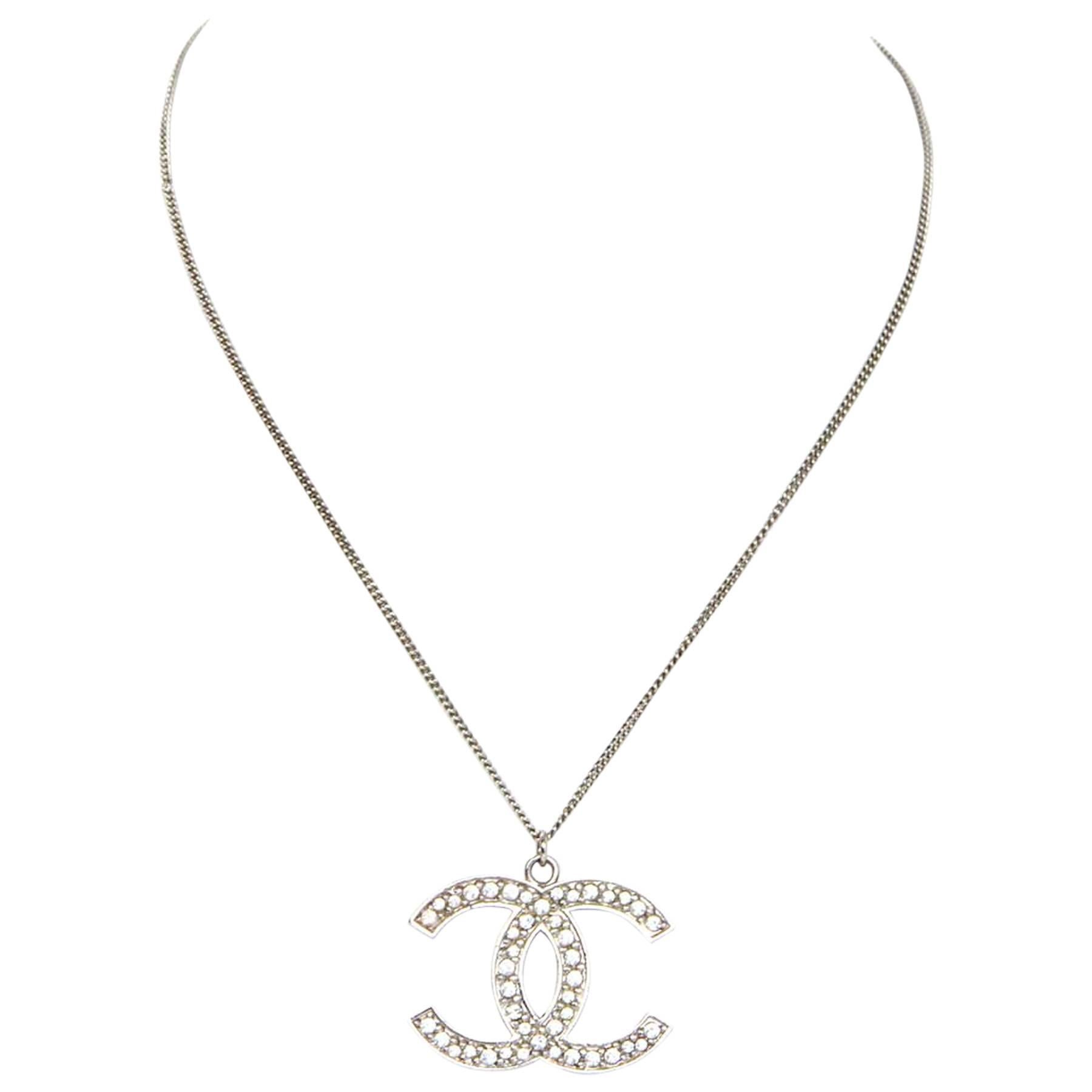 Chanel Crystal CC Pendant Necklace 