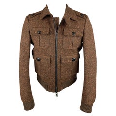 BURBERRY PRORSUM Fall 2011 Size 36 Brown Tweed Wool Zip Up Jacket
