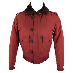 BURBERRY PRORSUM Pre-Fall 2012 Size 34 Burgundy Red Shearling Jacket