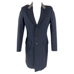 BURBERRY PRORSUM Spring 2007 Size 38 Navy Cotton / Wool Crystal Embellished Coat