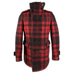 BURBERRY PRORSUM Fall 2011 Size 38 Red & Black Plaid Polyester / Wool Coat
