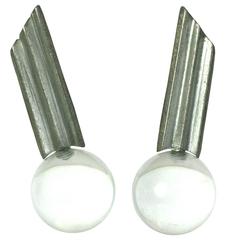 Vintage Deco Style Lucite Ball Earclips