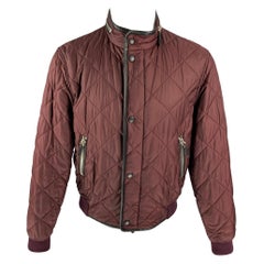 BURBERRY PRORSUM Spring 2016 Size 42 Burgundy Quilted Polyamide Bomber Jacket