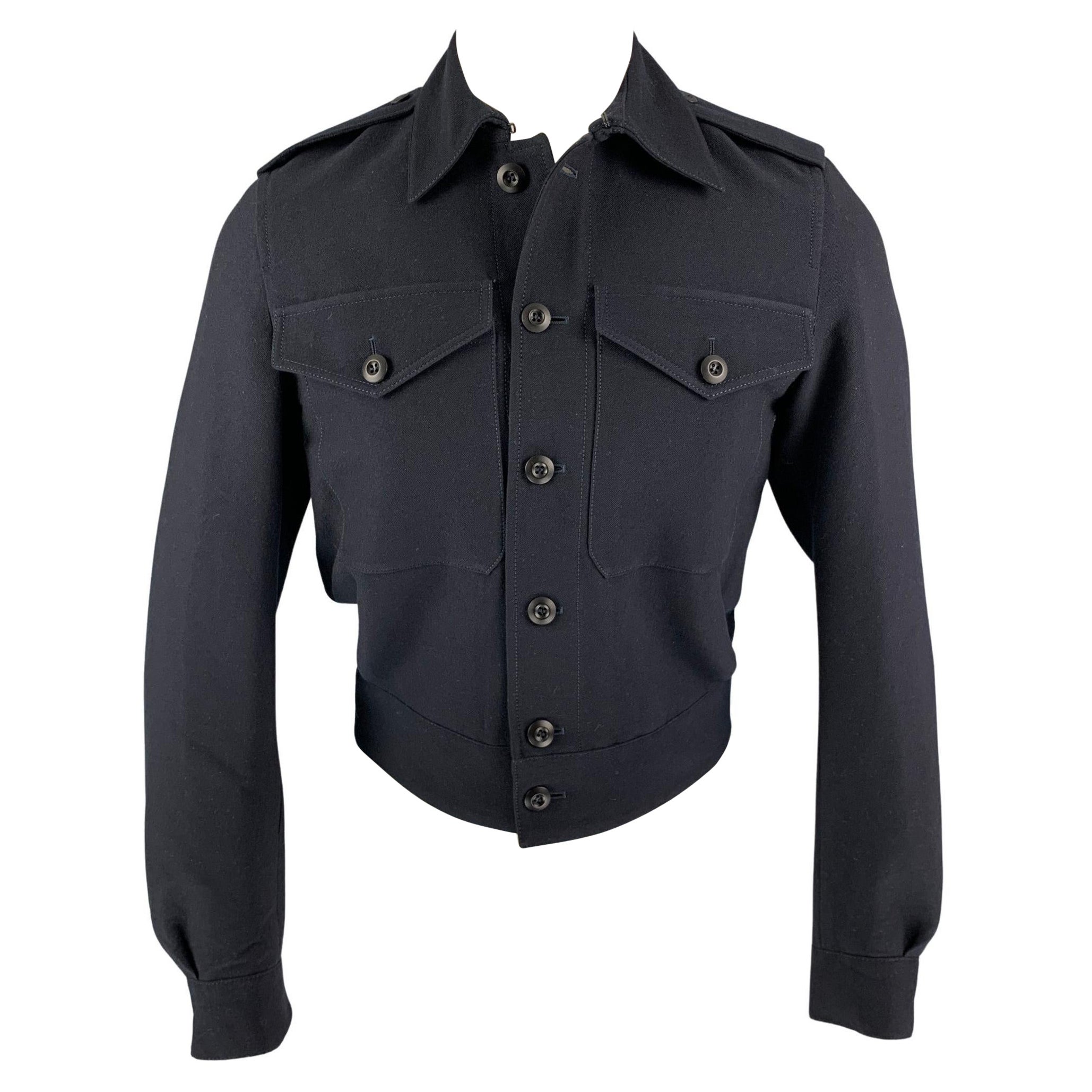 BURBERRY PRORSUM Spring 2015 Size 38 Navy Blue Cashmere Blend Jacket