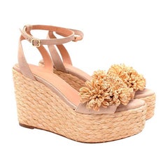 Paloma Barcelo Armele Flower Raffia Wedge Espadrilles - US 7.5