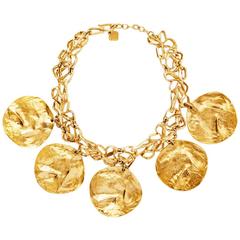 Yves Saint Laurent Hammered Discs Necklace