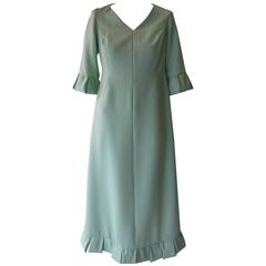 1960s Roger Freres Pale Green Evening Dress 4