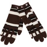 1960s Pierre Cardin Brown Black Striped Wool Gloves with Vinyl Trim
