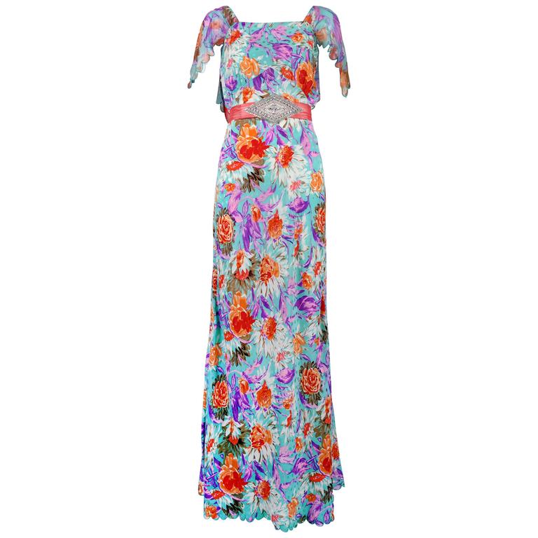 Tracy Feith 100% Silk Floral Bias Cut 