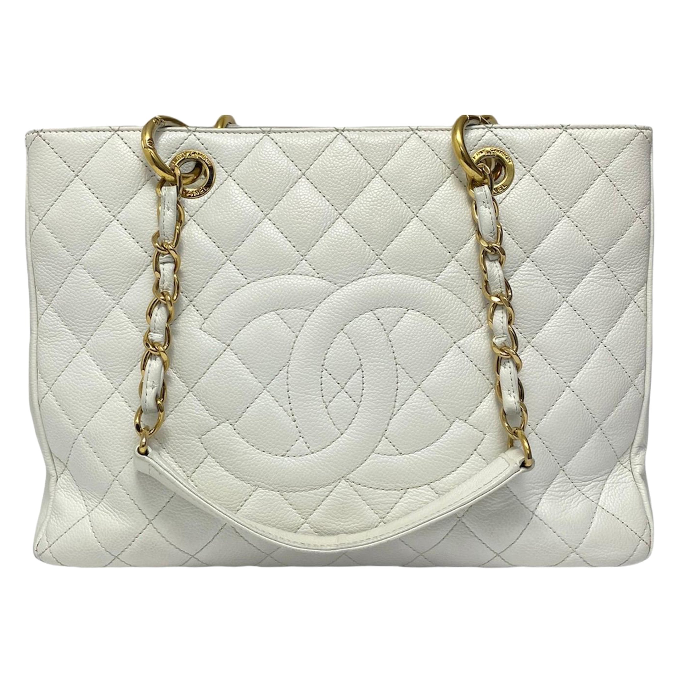 2011 Chanel White Leather GST Bag at 1stDibs
