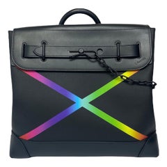Louis Vuitton Black Leather  Taiga Rainbow Steamer PM Limited 