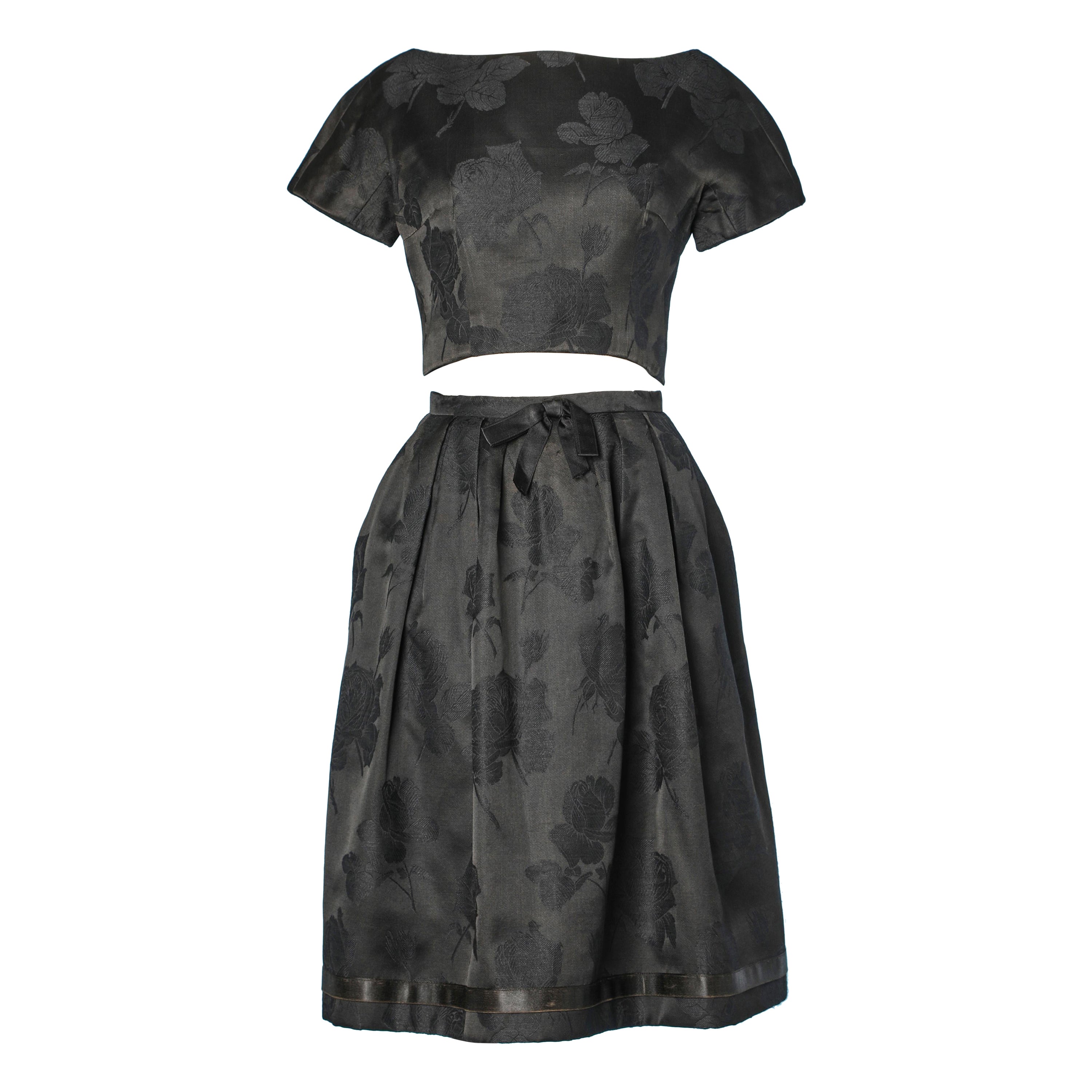 Black damasked satin ensemble Dior Boutique 