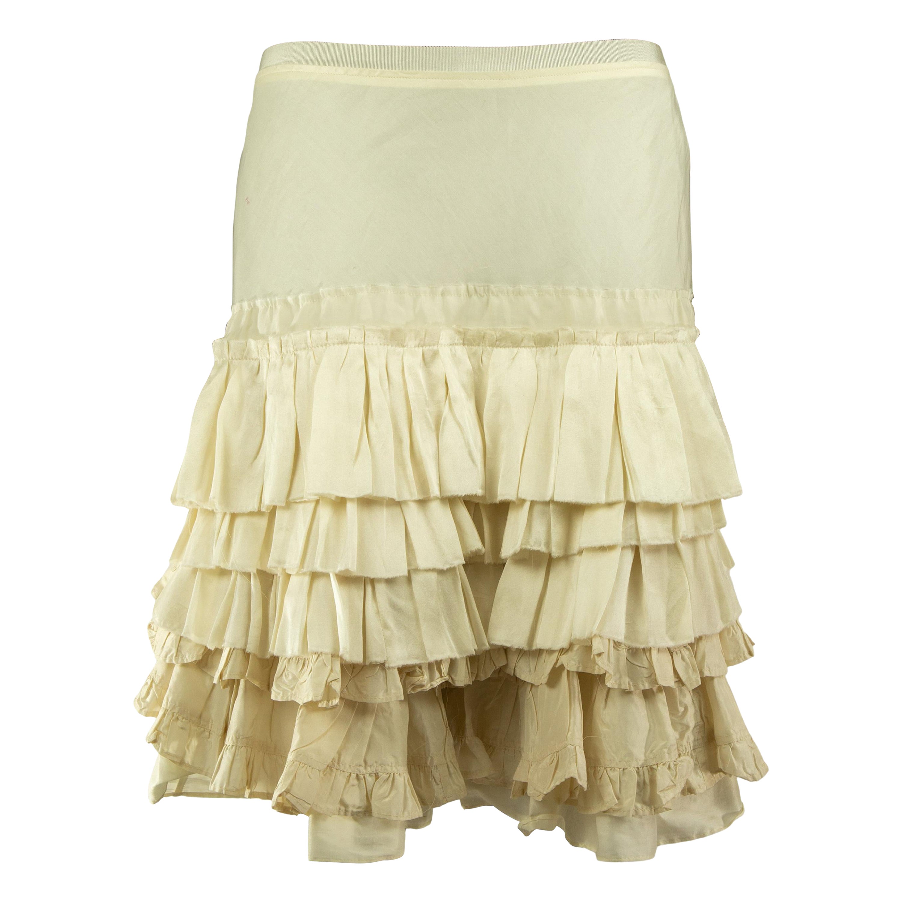 Mid 2000s Chloé Pearl White Ruffled Skirt