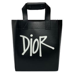 Dior X Stüssy Black Leather Handle Bag