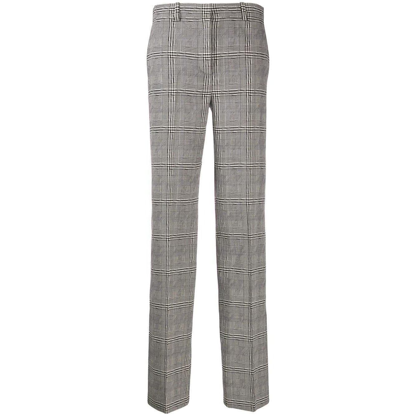 Versace FW19 Runway Grey Wool Hounds Tooth Check Trousers / Pants Size 38 For Sale