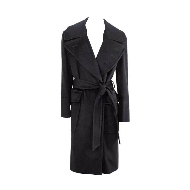 TOM FORD BLACK WOOL COAT with BELT size 42 - 6/8