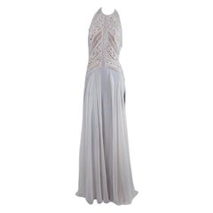 Used ELIE SAAB BEIGE SILK EVENING LONG DRESS size 36 - S