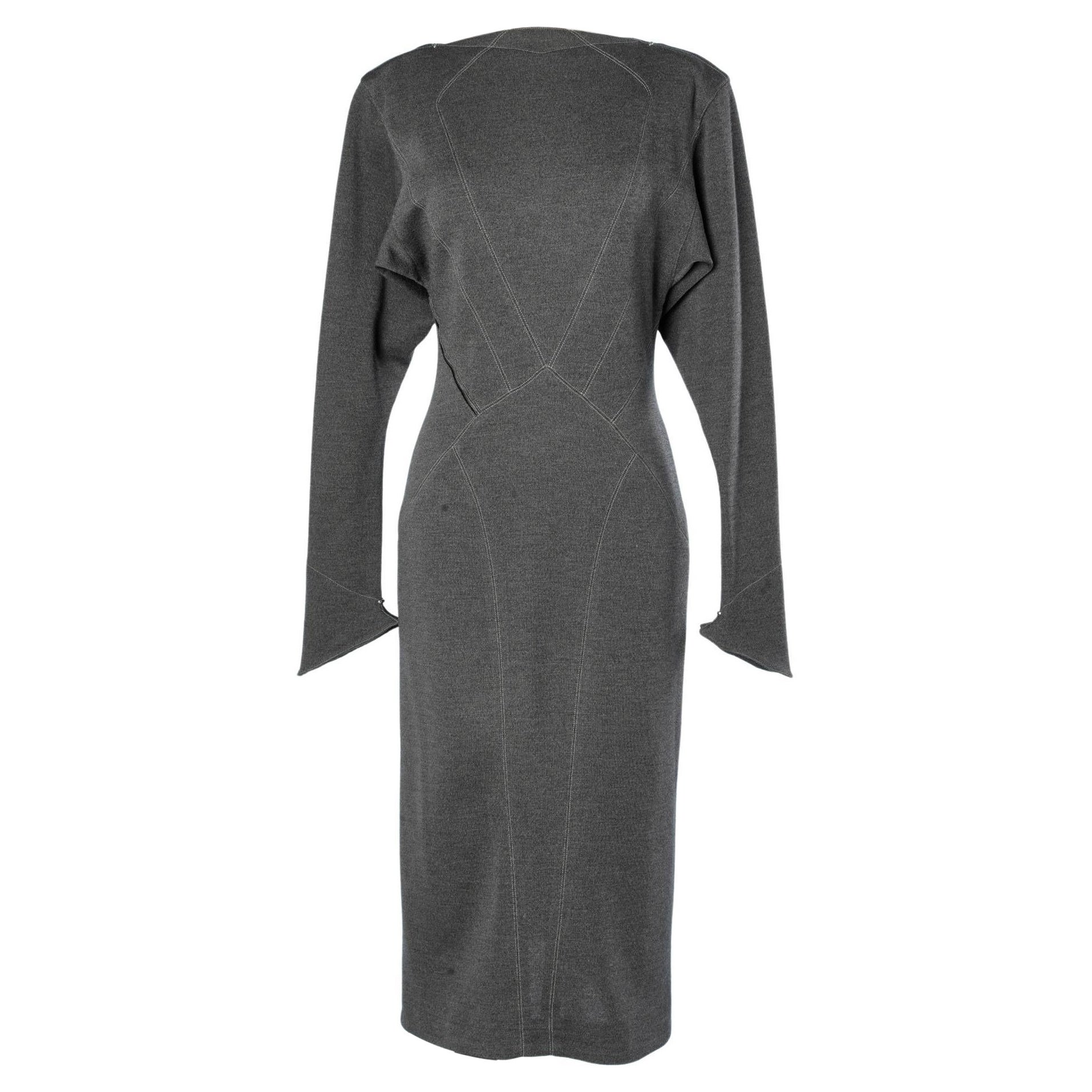 Grey wool jersey dress with zip opening AlaÏa