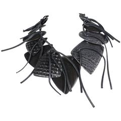 Monies Wood & Leather Oversized Necklace