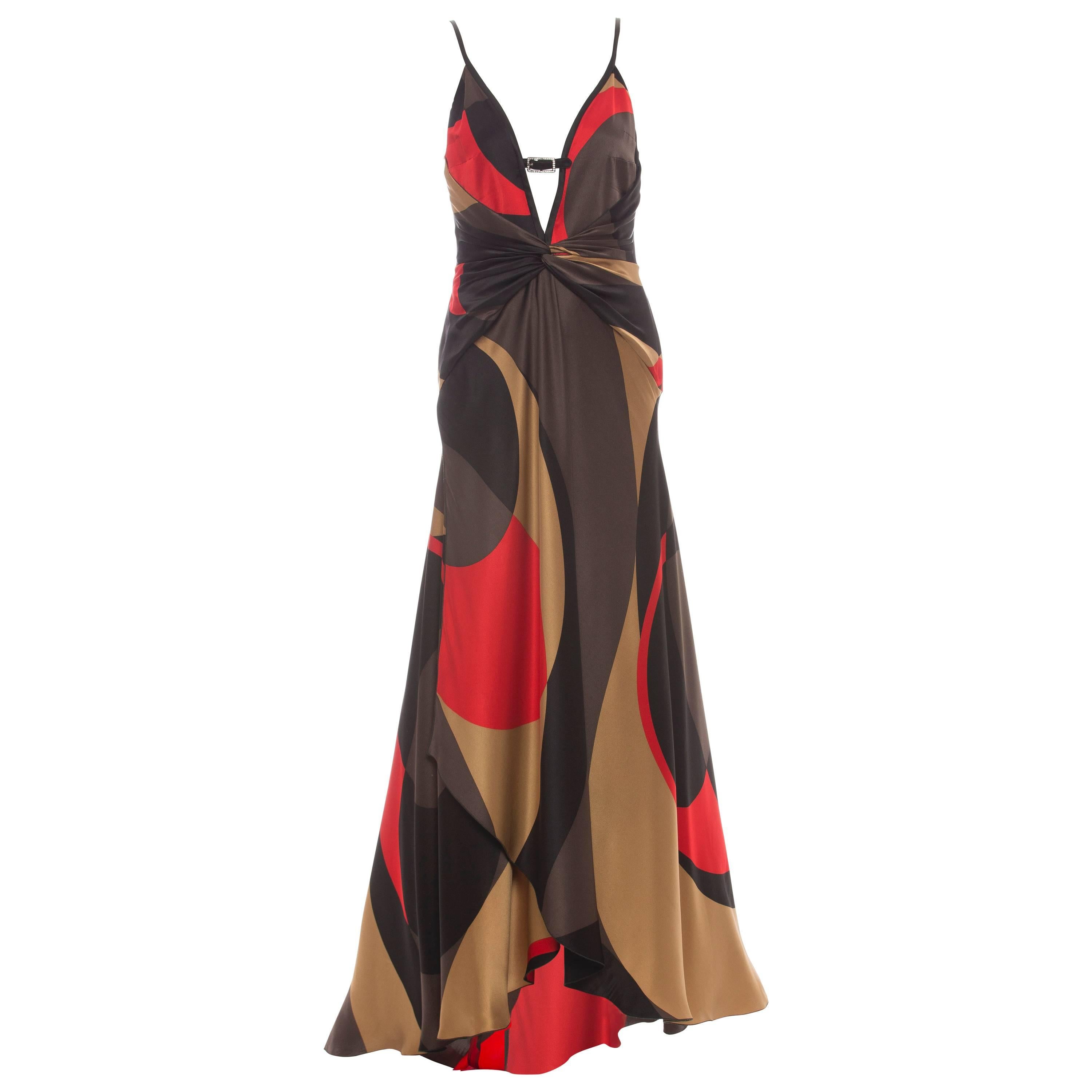 Valentino Printed Silk Evening Dress   For Sale