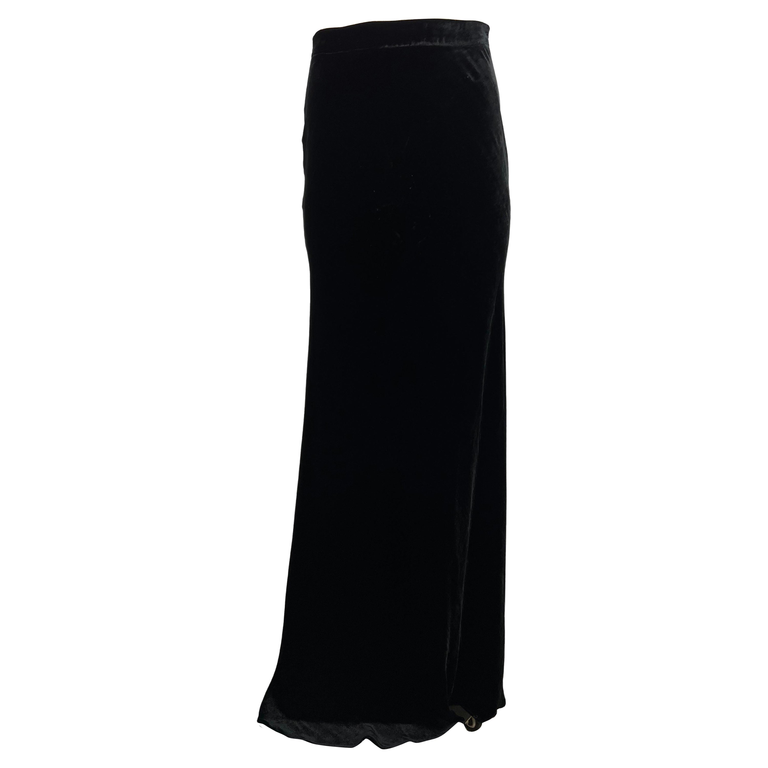 Roberto Cavalli Black Velvet Maxi Evening Skirt, Size 42