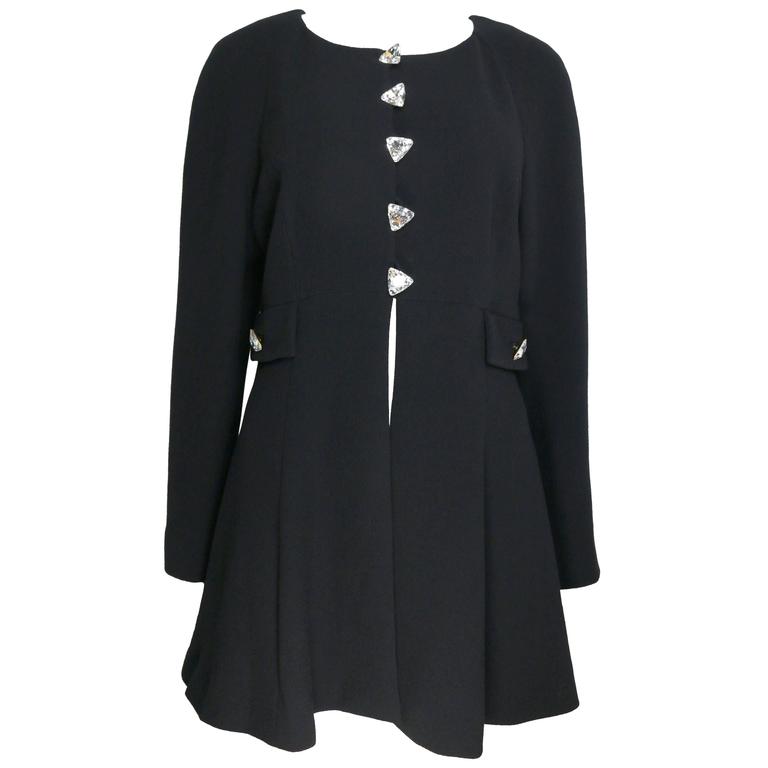 ROCHAS Size 4 Black Wool Buttoned Polo Shirt