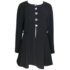 Rochas Black Boucle Wool Coat 10