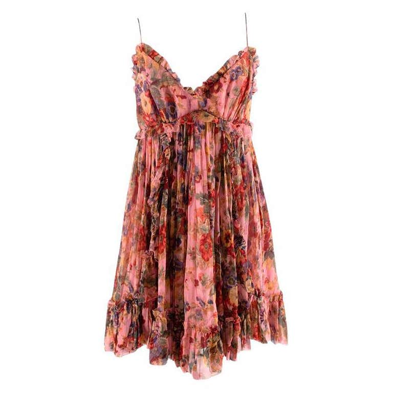 Zimmerman Lovelorn Floral-Print Sleeveless Babydoll Mini Dress For Sale ...