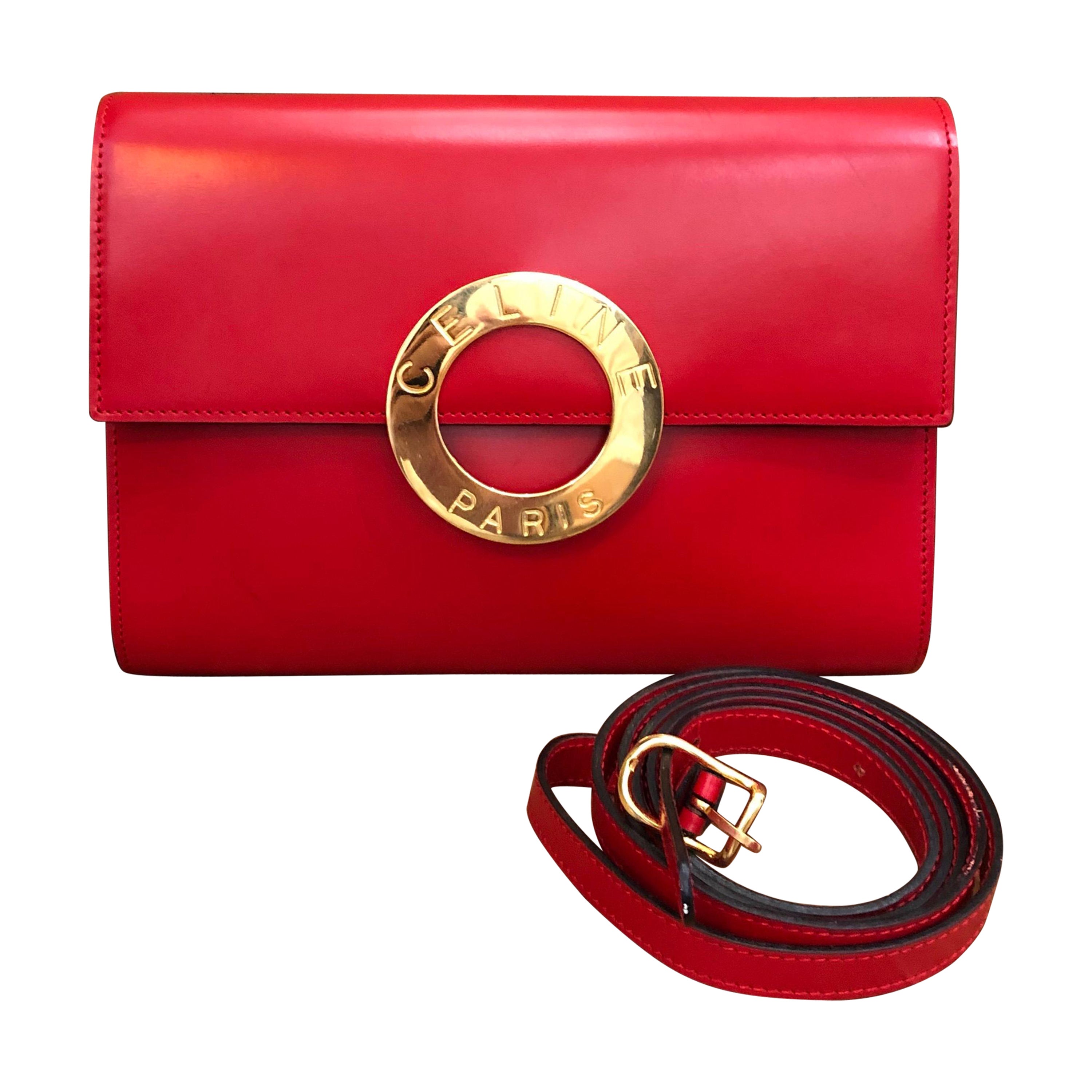Celine Red Leather Small Classic Box Flap Bag at 1stDibs