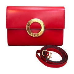 Vintage 1990s Celine Red Leather Two-Way Ring Bag