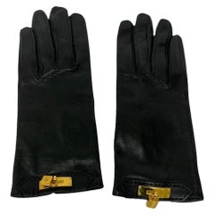 Hermès Black Leather Gloves 
