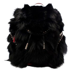 Christian Louboutin Black ExploraFunk Fox Fur Backpack