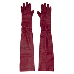 Prada Cerise Buttery Nappa Leather Long Gloves - Size 6.5