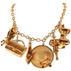 1970's Retro Chanel Chunky Chain Oversized Charm Necklace