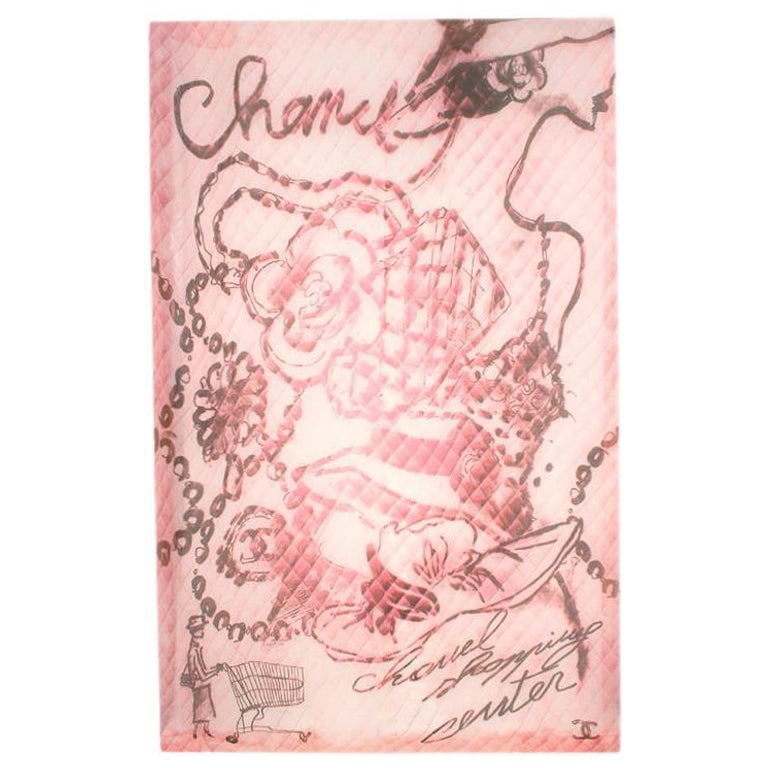 Chanel Pink Coco Camellia Print Cashmere Scarf For Sale