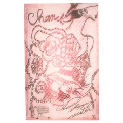 Chanel Pink Coco Camellia Print Cashmere Scarf