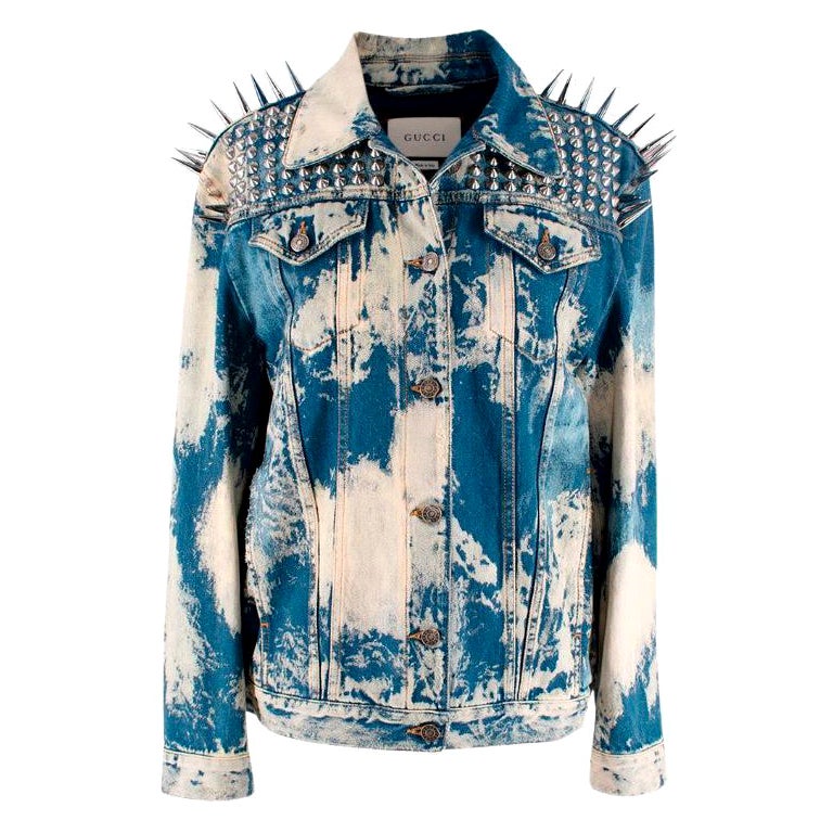Gucci Mid-Wash Bleached Denim Studded Jacket For Sale at 1stDibs | gucci  studded denim jacket, gucci spike jacket, gucci denim jacket
