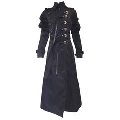 1990s Gianfranco Ferre vintage black  nylon bondage trench coat